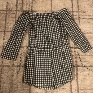 Black and White Checkered Romper